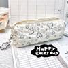 1 Piece Lovely Pencil Case Korean Fashion Heart Style Pencil Pouch Soft Touch Simplicity High Capacity Stationery Storage Bag