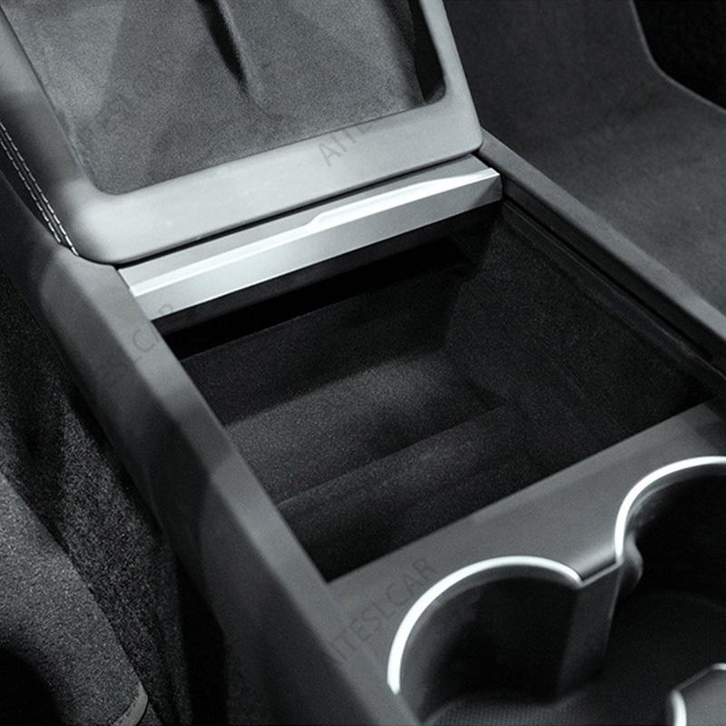 For Tesla Model 3/Y Juniper 2025+ Center Console Organizer Tray Armrest Cubby Drawer Flocking Model Y Storage Box Accessorie