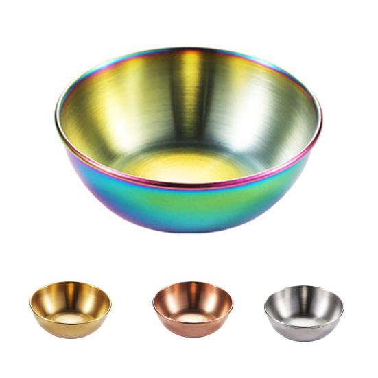Seasoning Dish Round Rust-proof Stainless Steel Household Small Metal Sauce Plate Home