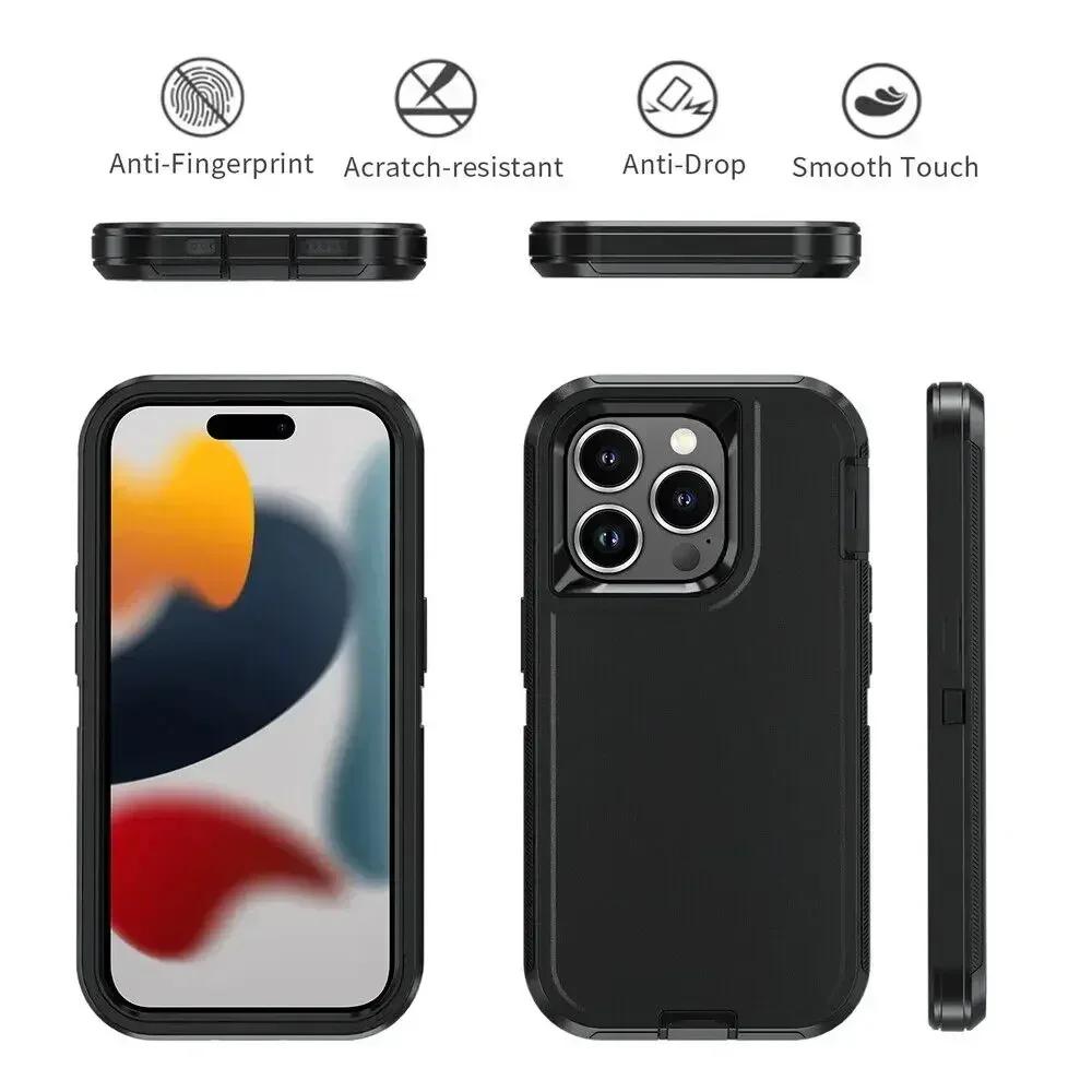 Бронированный чехол OTT Phone BOX Военного класса для IPhone 17 16 15 14 Plus 13 12 Pro Max Ударопрочный с держателем-клипсой на ремень