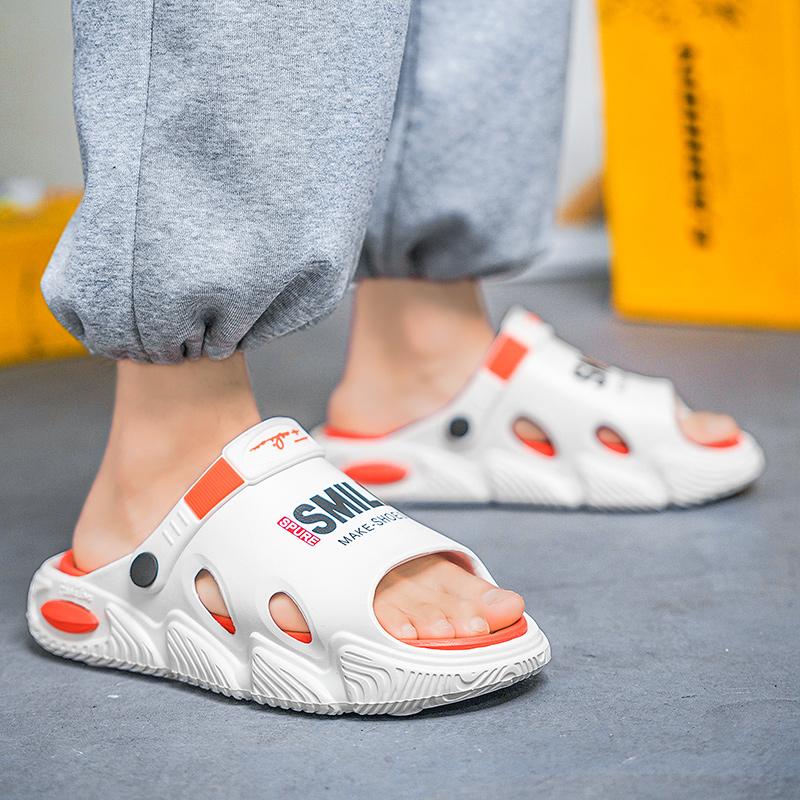 38-45 Men's Plus Size Fashionable One Line Mop Home Casual Slippers Beach Sandals Outdoor Two-piece Slippers