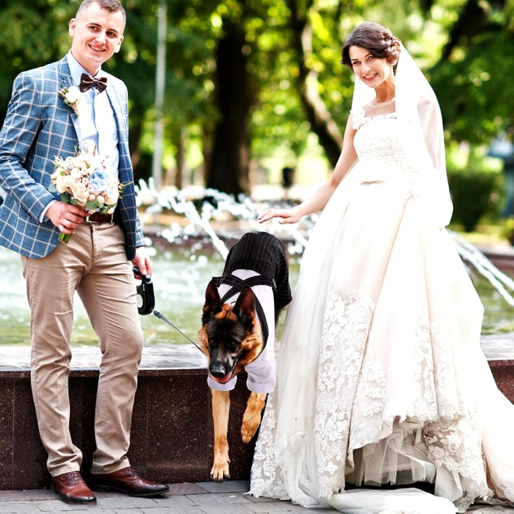 ASENKU Cute Dog Tuxedo for Small Dogs, Handsome Tuxedo for Dogs with Black Bow Tie for Party Birthday Wedding, Beautiful Dog Outfit for Frenchie,