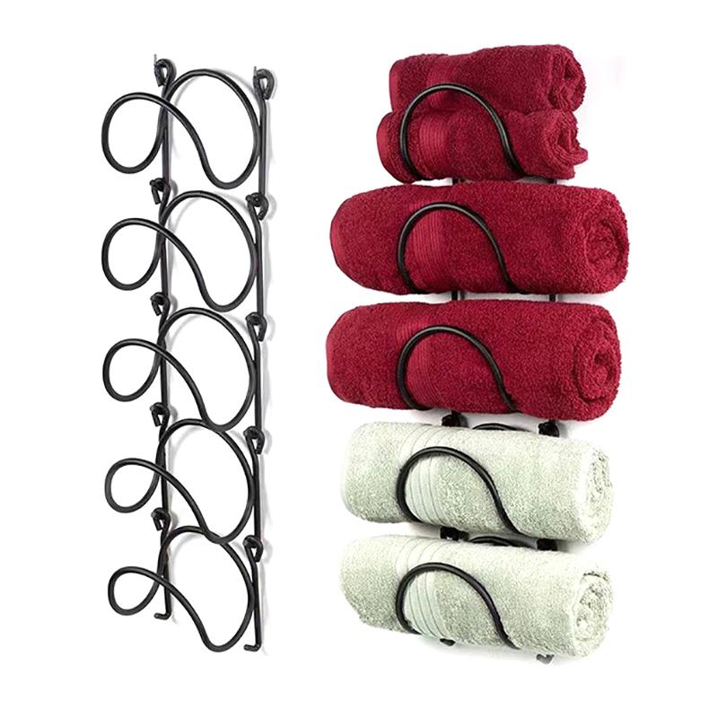Кованая металлическая вешалка для полотенец для декора стены ванной комнаты, изогнутая отделка, органайзер для ванной комнаты
