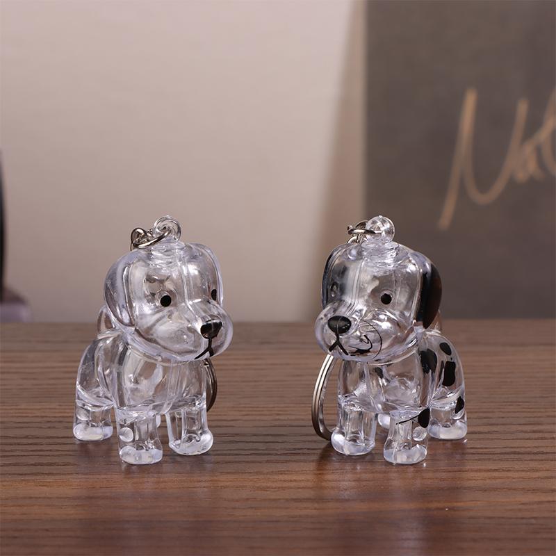 Cute Transparent Dog Hair Storage Cute Pendant Keychain Bag Pendant Couple Car Key Chains Jewelry Souvenir Collection Gift