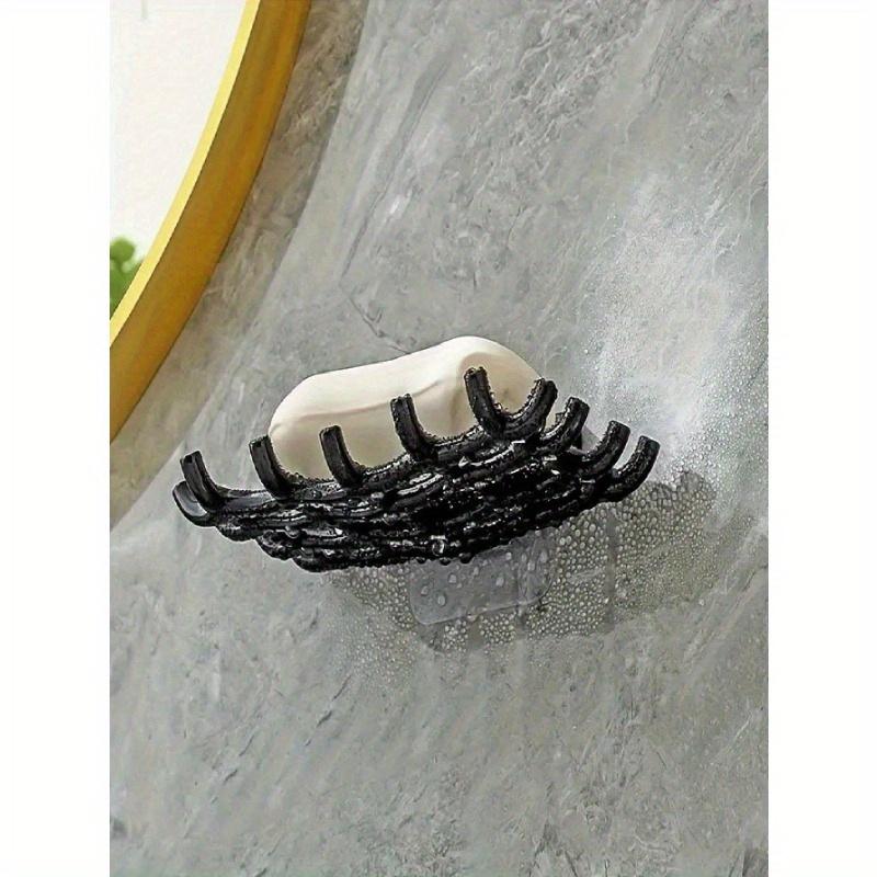 1 шт. Настенная мыльница-полка, Настенная дренажная полка для хранения, Бытовая, Без перфорации, Для ванной комнаты, Высококачественное туалетное мыло, Крючок для мыла