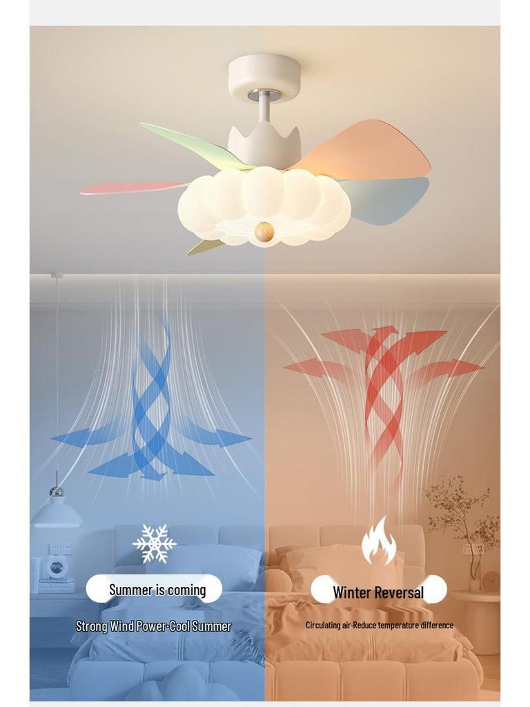 Бесшумный светодиодный потолочный вентилятор с подсветкой для детской комнаты и кабинета