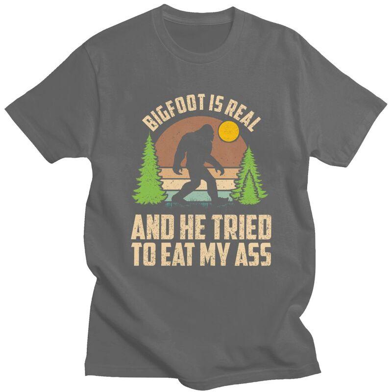 Custom Bigfoot Is Real And He Tried To Eat My Ass T Shirt for Unisex Pure Cotton Tshirt Tee Short Sleeve T-shirts Slim Fit Clothing