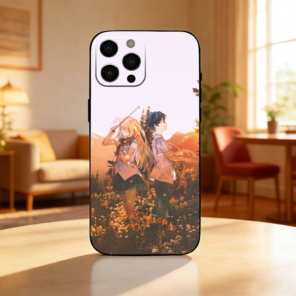 Чехол для телефона Amine Your Lie In A-April для iPhone 17, 16, 15, 14, 13, 12 Plus, Max, Мягкий силиконовый, Черный