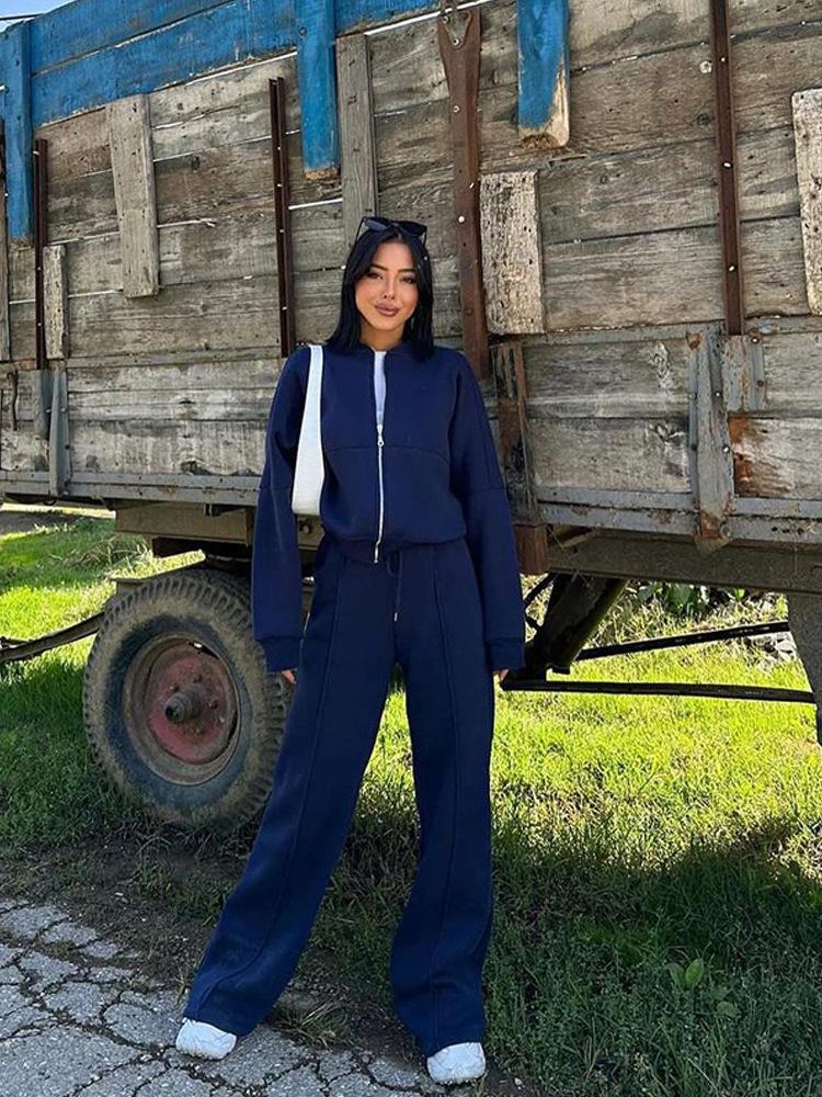 Women's Casual 2-Piece Set American Style Hoodie Jacket and Jogger Pants Streetwear Sportswear
