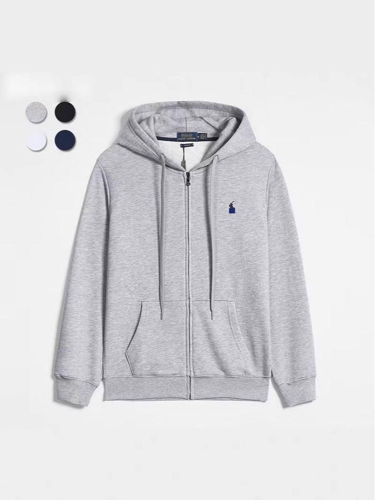 Мужской тонкий кардиган с капюшоном на весну и осень: Вышитая футболка-поло свободного кроя однотонная и больших размеров