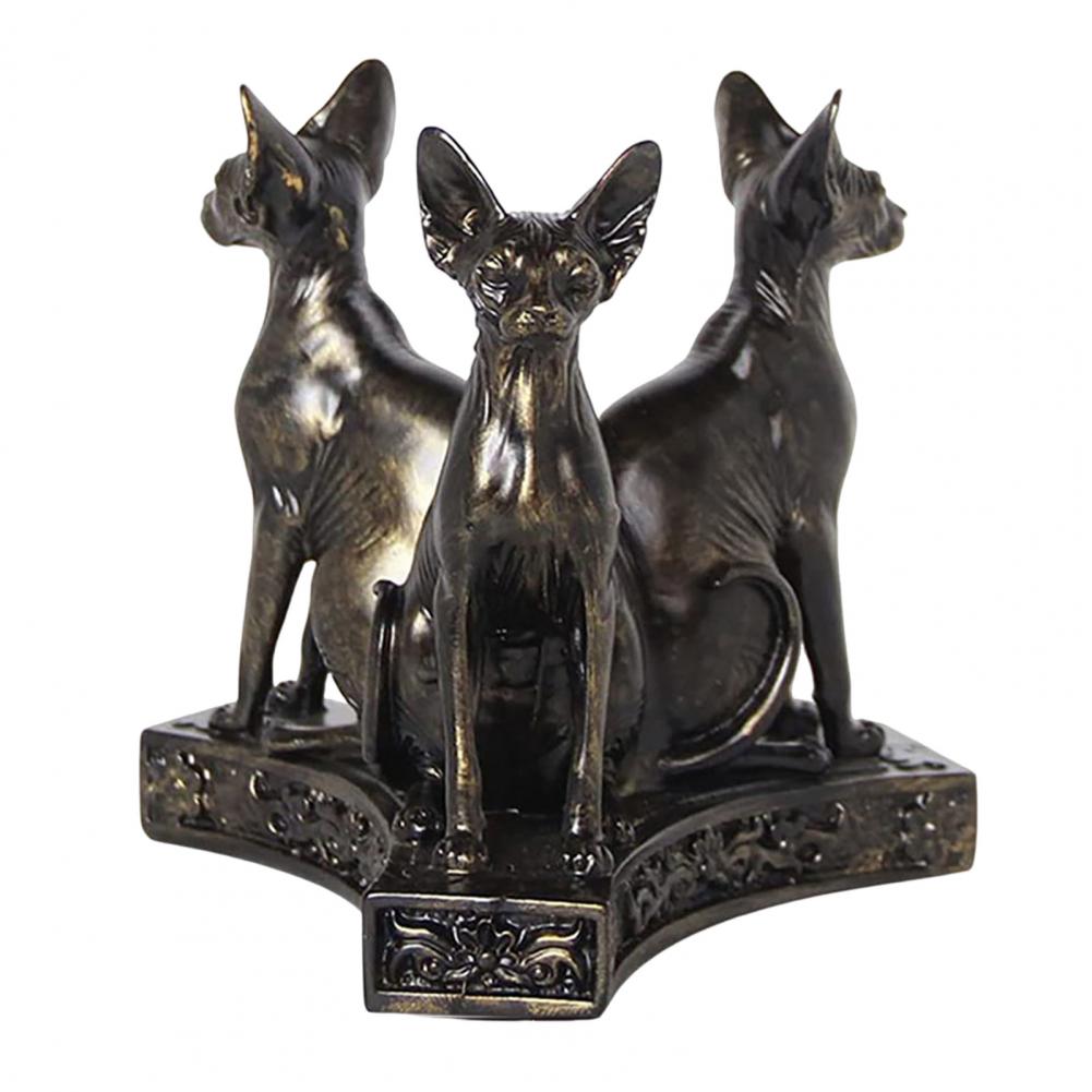 Black Display Stand Black Cat Resin Statue Ball Holder Office Decoration Sculpture Display Stand Faux Crystal Ball Holder