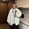 Reversible PU Leather Jacket Plaid Unisex Streetwear Casual Moto Coat