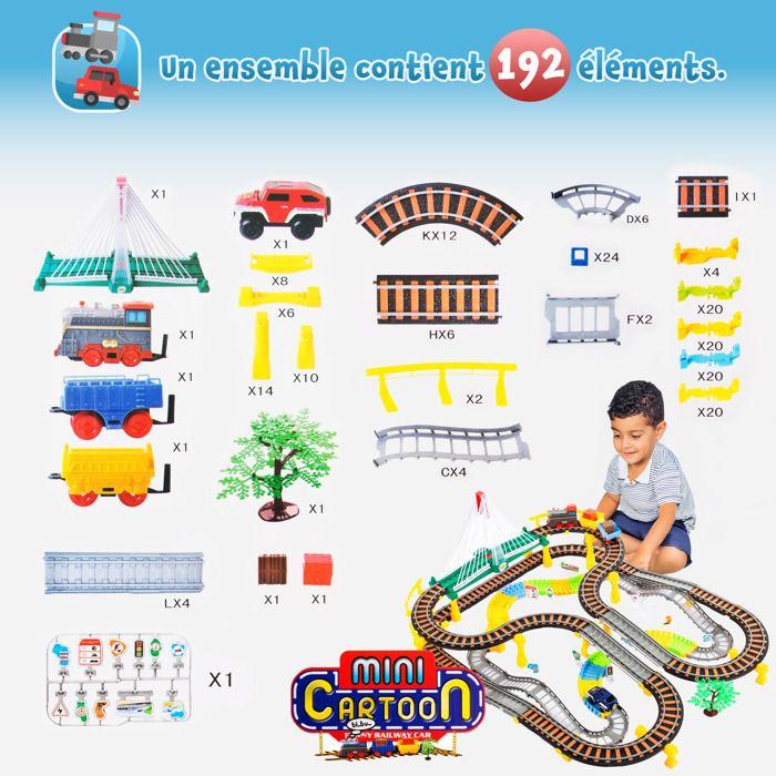 Circuit 2-en-1 Kinderplay: train électrique et piste auto, pont lumineux, loco sonore (KP0635)