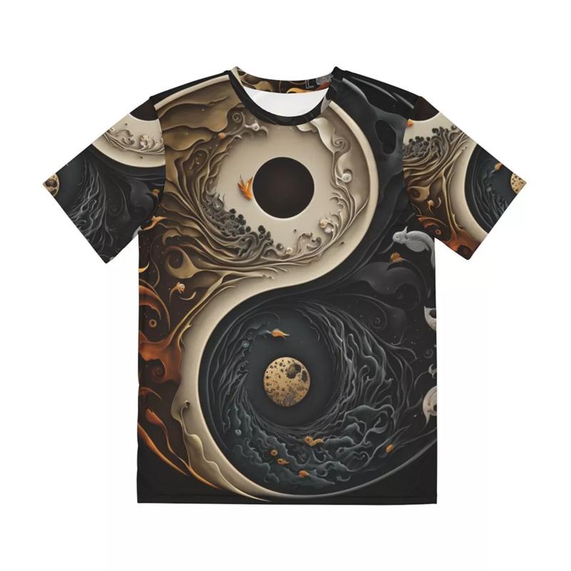 Vintage 3D Print Steel Yin Yang Tai Chi Print Mens Short-sleeve T-Shirt Casual T Shirt Couples T-shirts Chinese Style Loose Tees