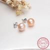 Серьги с жемчугом белого и розового цвета в стиле бохо, милые женские круглые серьги-гвоздики диаметром 6/8/10 мм из 100% настоящего серебра 925 пробы, женские свадебные серьги