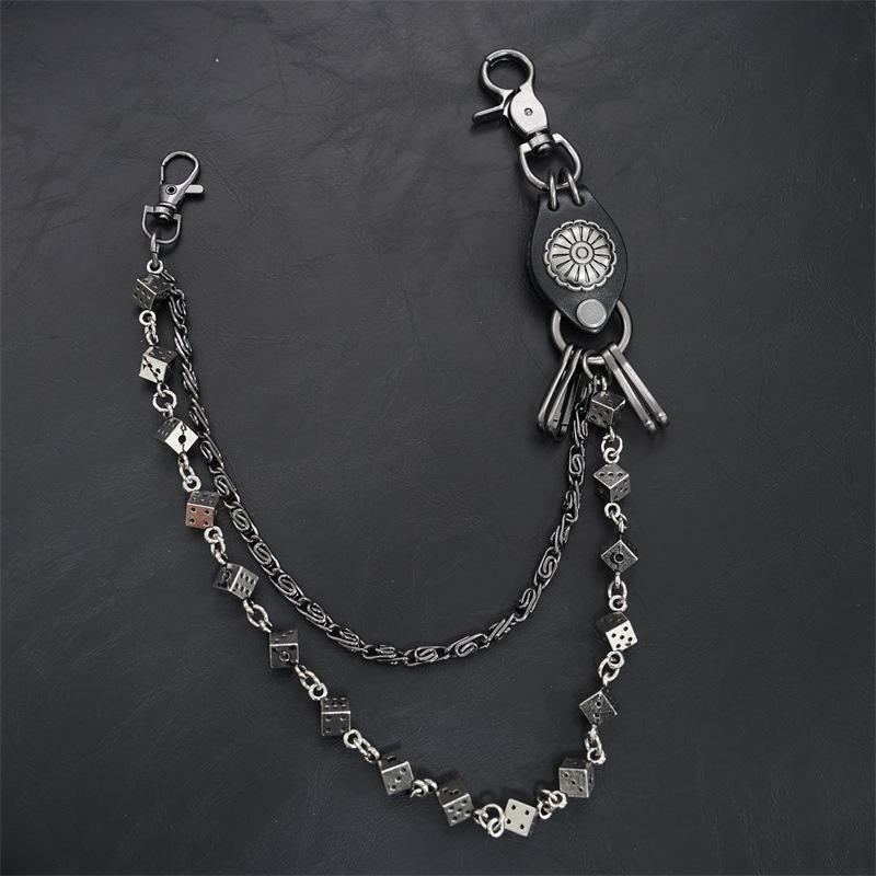 Engraved Dice Vintage Double Trouser Chain Vintage Hip Hop Trend Waist Chain