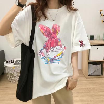 Новая серая хлопковая футболка женская с короткими рукавами, среднего и длинного размера, свободный летний топ с короткими рукавами