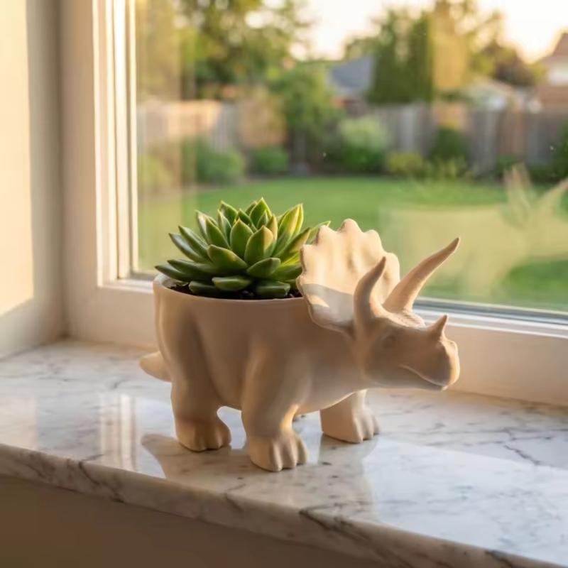 3D Printed Dinosaur Flowerpot Unique Novelty Pot Cute Desktop Decor for Office Living Room Home Decoration