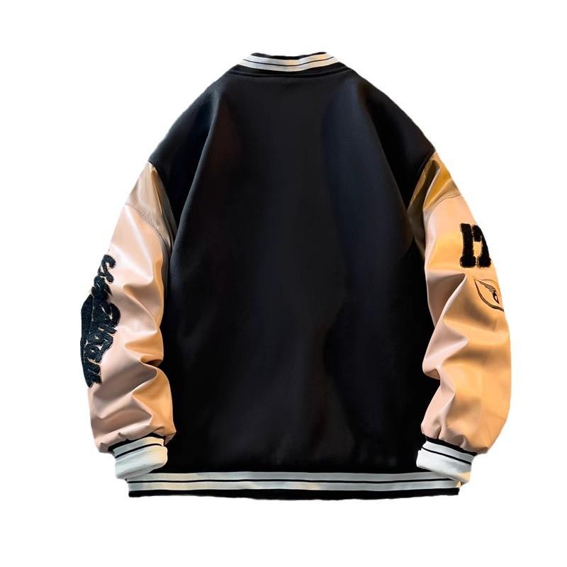 Мужская бейсбольная куртка с вышивкой в американском ретро-стиле - весна/осень, повседневная, пэчворк #WT167