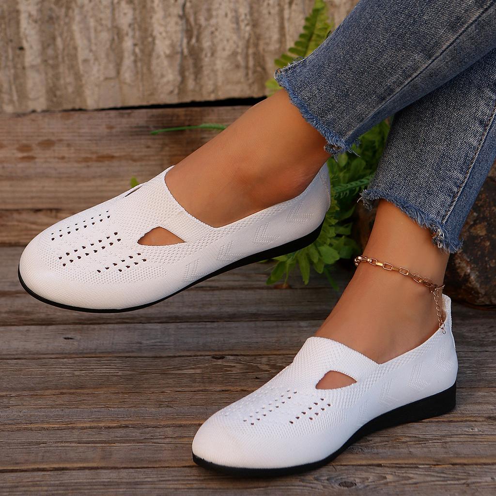 Summer Cloth Shoes, Women's Breathable Hollow Mesh Shoes, Casual Flat Shoes