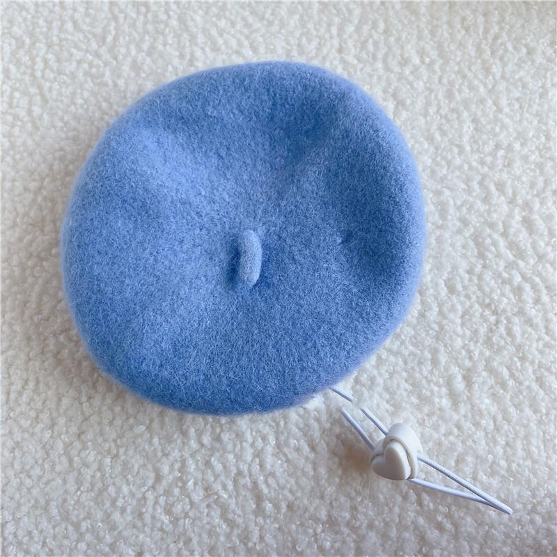 Ins Style Solid Color Pet Headgear Painter Wool Hat Dog Cat Beret Hat Mini Decorative Photo Headgear