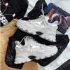 Мужские кроссовки Harajuku Platform Sneakers Lace Up Men Vulcanized Shoes Bright Light Outdoor Running Shoes Increase Height Tenis