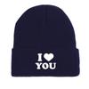 White "I LOVE YOU" Warm Knitted Cap Beanie, Valentine's Day Skull Cap Lightweight Candy Color Simple Headwear Knit Hat Beanie