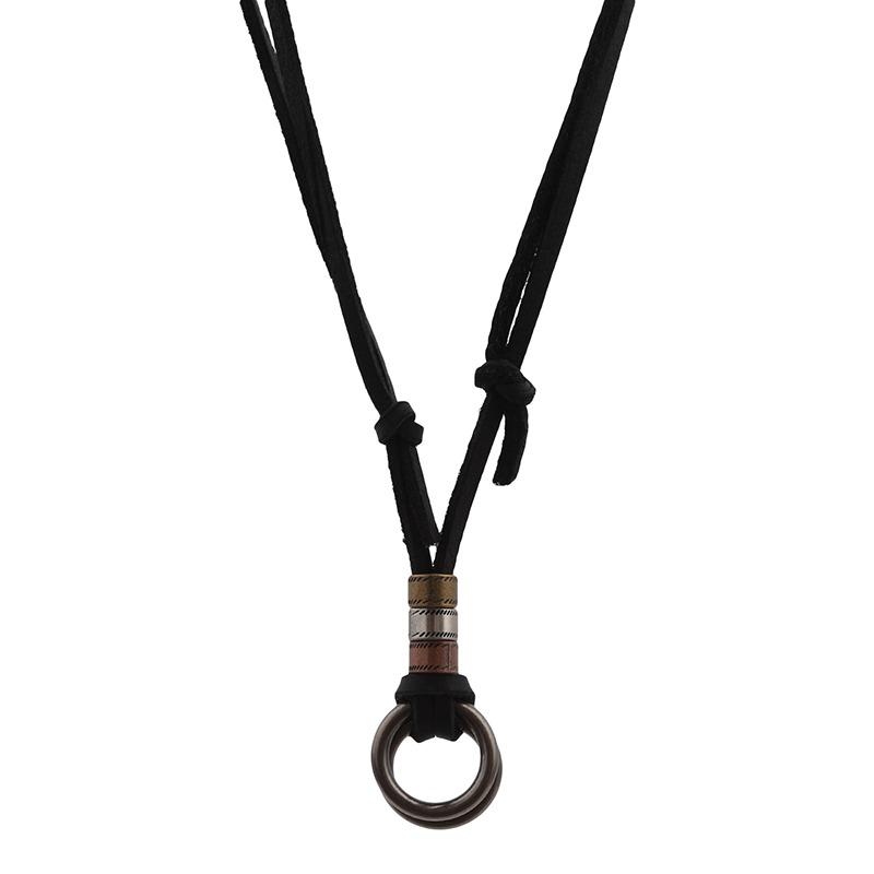 Мужской кожаный шнур зеленого античного цвета, кулон, ювелирное изделие, круг из воловьей кожи, ожерелье