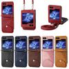 Samsung Z Flip Leather Case, Calf Pattern Full Coverage for Z Flip5, 4, 3.
