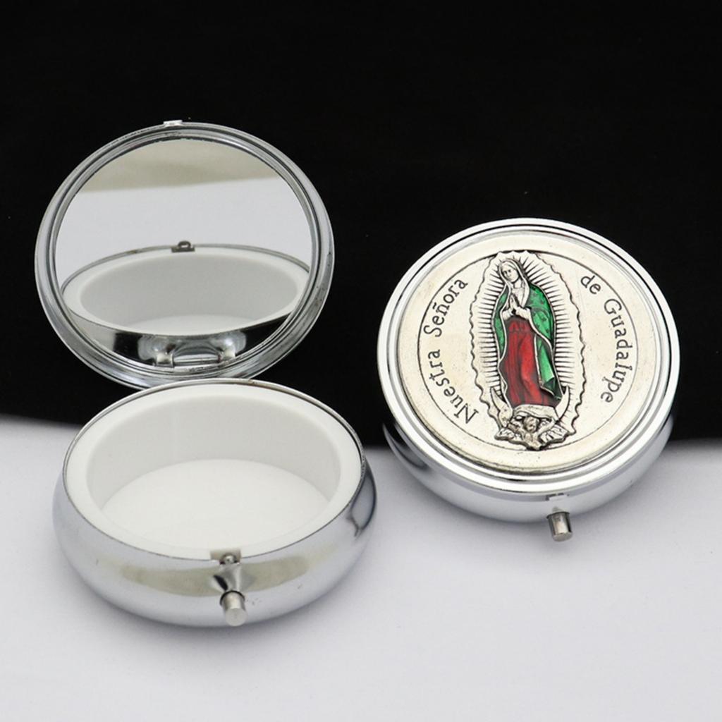 Elegant Metal Jewelry Box With Built In Makeup Mirror For Christian Home Decorations And Religious Relic Storage