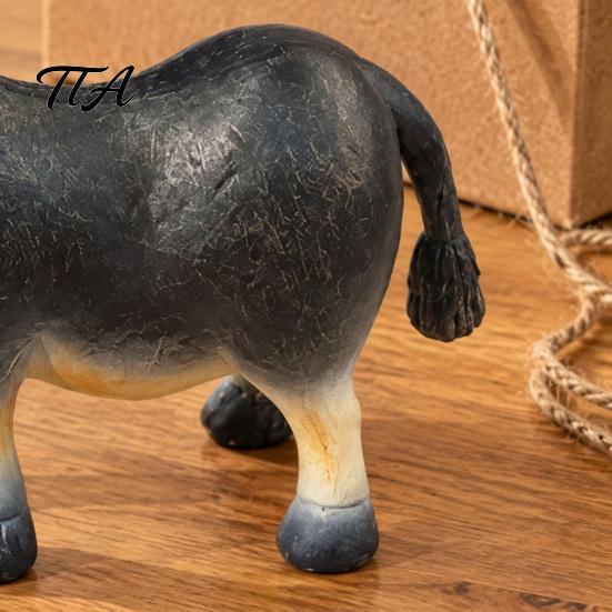 Vintage Style Table Decorations Rustic Donkey Figurine, Farm Animal Statue, Whimsical Tilted American Country Ornaments Head Ornament for Farmhouse