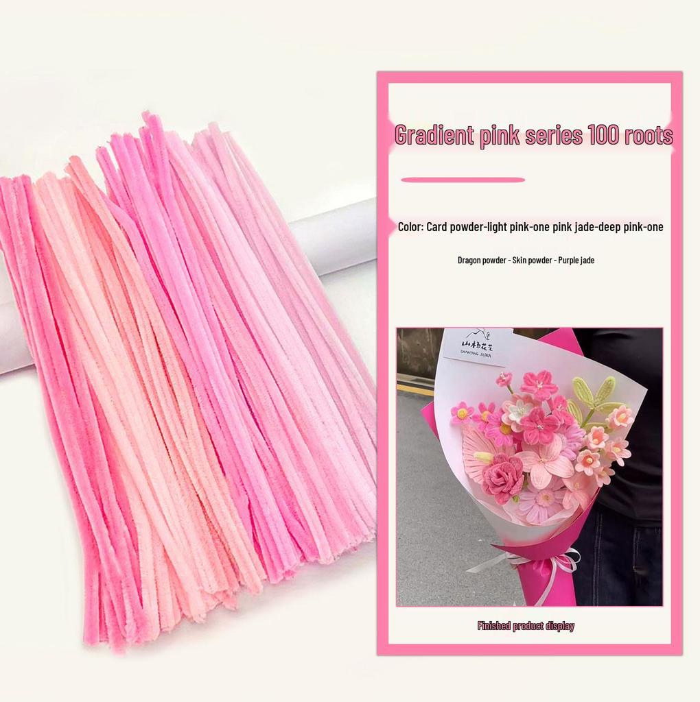 Thickened White Chenille Pipe Cleaners - Mixed Colors for DIY Bouquet Crafts