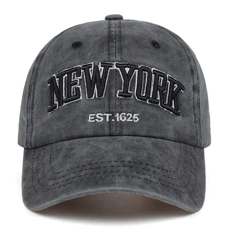 Вышивка Нью-Йорк Мужская бейсболка Выстиранные кепки Gorras Хлопок Хип-хоп Снэпбэк Кепки Открытый Повседневная Дорожная Шляпа Для Женщин