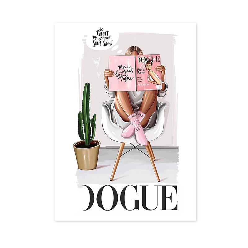 Современное искусство Цветочные женские туфли на высоком каблуке Картина на холсте Минималистичные модные постеры и принты Настенное искусство для украшения комнаты для девочек