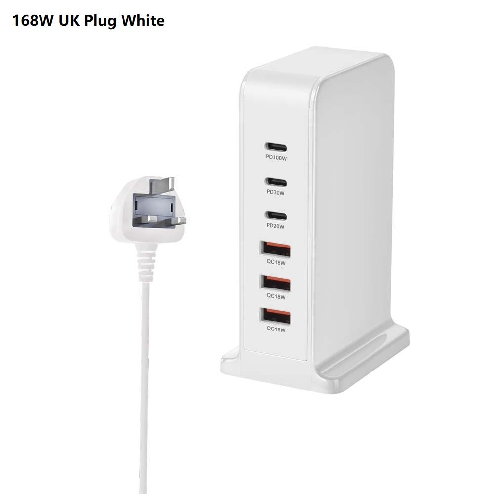 200 Вт 168 Вт настольное зарядное устройство GaN Quick PD 6 портов USB Type C США ЕС Австралия Великобритания адаптер для мобильного телефона ноутбука ПК док-станция для зарядки
