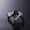 Charm 925 Sterling Silver Rings for Women Green Crystal Water Droplets Size 7 8 Fashion Party Gift Engagement Wedding Jewelry