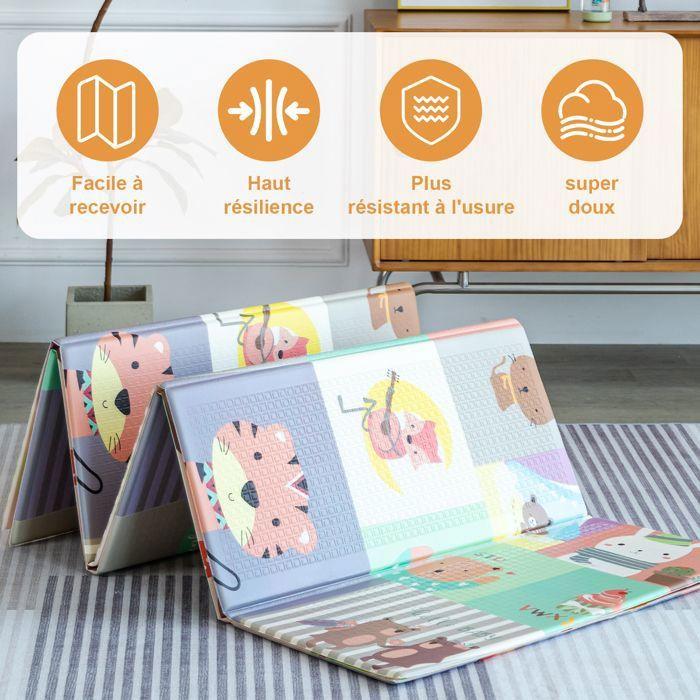 Tapis De Jeu Bébé, Tapis Pliable En Mousse Souple,imperméable Pliable À 2 Faces , 177×196×1.5cm,Imperméable Et Facile À Nettoyer