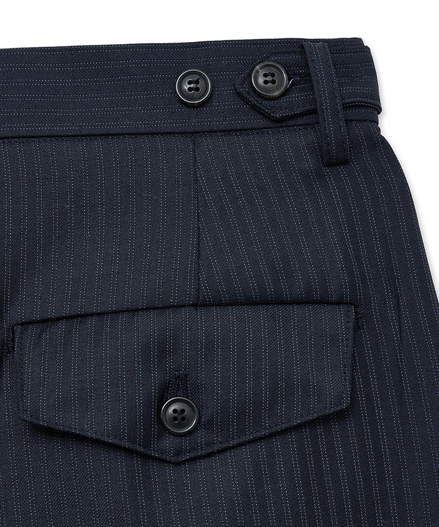 NOIRER Wool Stripe One-Pleated Wide Slacks (Navy)