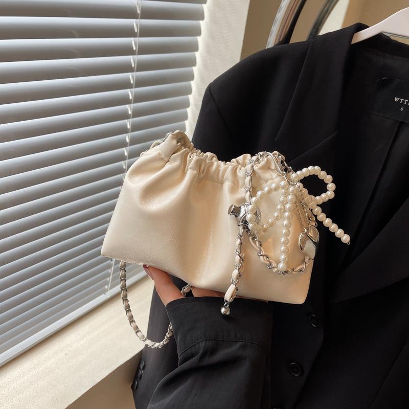 Модные однотонные женские сумки через плечо, летняя простая сумка-ведро с цепочкой, женский кошелек, сумка на одно плечо для поездок