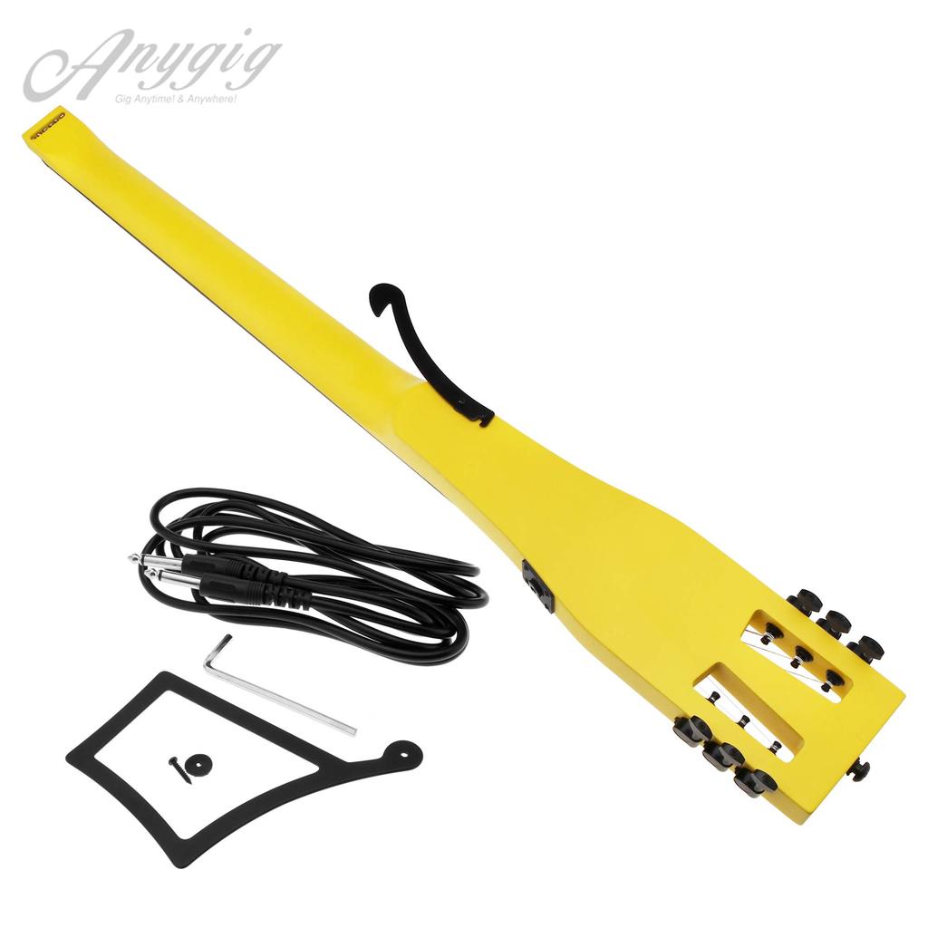 Портативная дорожная электрогитара Anygig 82 см, желтая, для правшей, с полноразмерным чехлом 1,6 кг, 25,5 дюймов