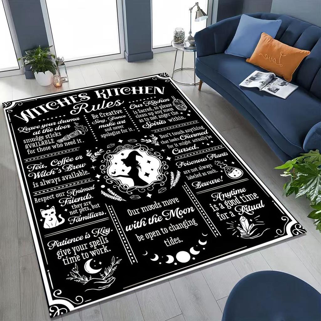 3D Retro Witch Ouija Gothic Spirit Board Rug for Bedroom Living Room Sofa Home Doormat Decor, Large Kids Play Non-slip Floor Mat