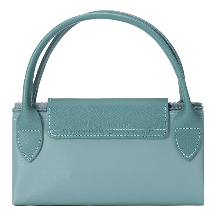 Longchamp Сумка-тоут Le Pliage Green из переработанного холста с кожаными ручками, маленькая, женская, озерно-синяя