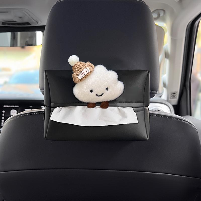 Высококачественный кожаный автомобильный держатель для салфеток на подлокотник, милый мультяшный бант, облако, автомобильная подвесная сумка для хранения на спинку сиденья и подголовник