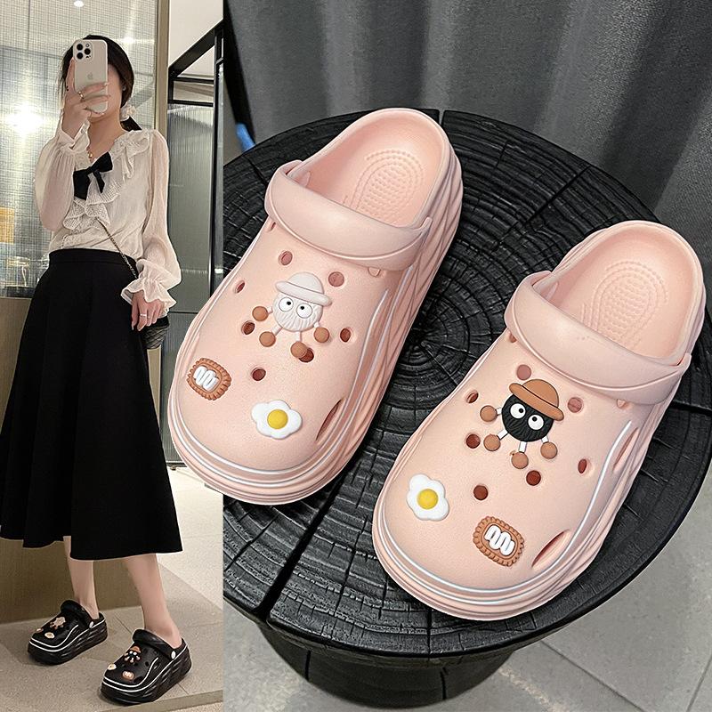 Обувь Hole Shoes Женские домашние нескользящие тапочки с толстой подошвой для улицы Сумка Головные тапочки Интернет-знаменитости Ева Наступая на дерьмо сандалии