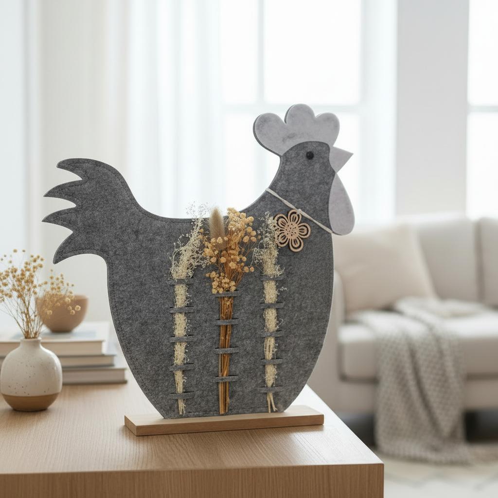 Felt hen figurine, spring decoration for Easter, 30cm