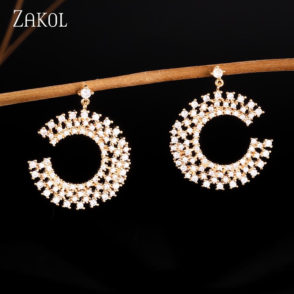 ZAKOL Luxury Elegant Copper Micro-set Zircon Women's Dangle Earrings Exquisite Charming Bridal Wedding Party Jewelry Gift Female