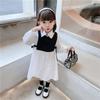 Girls Dress Spring and Autumn Baby Girl Bow Splice Dresses Fashion School Student Uniform Skirt