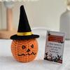 62KD Handmade Knitted Pumpkin Head with Positive Message Cards Halloween Festivals Crochet Pumpkin Dolls Ornament for Gifting