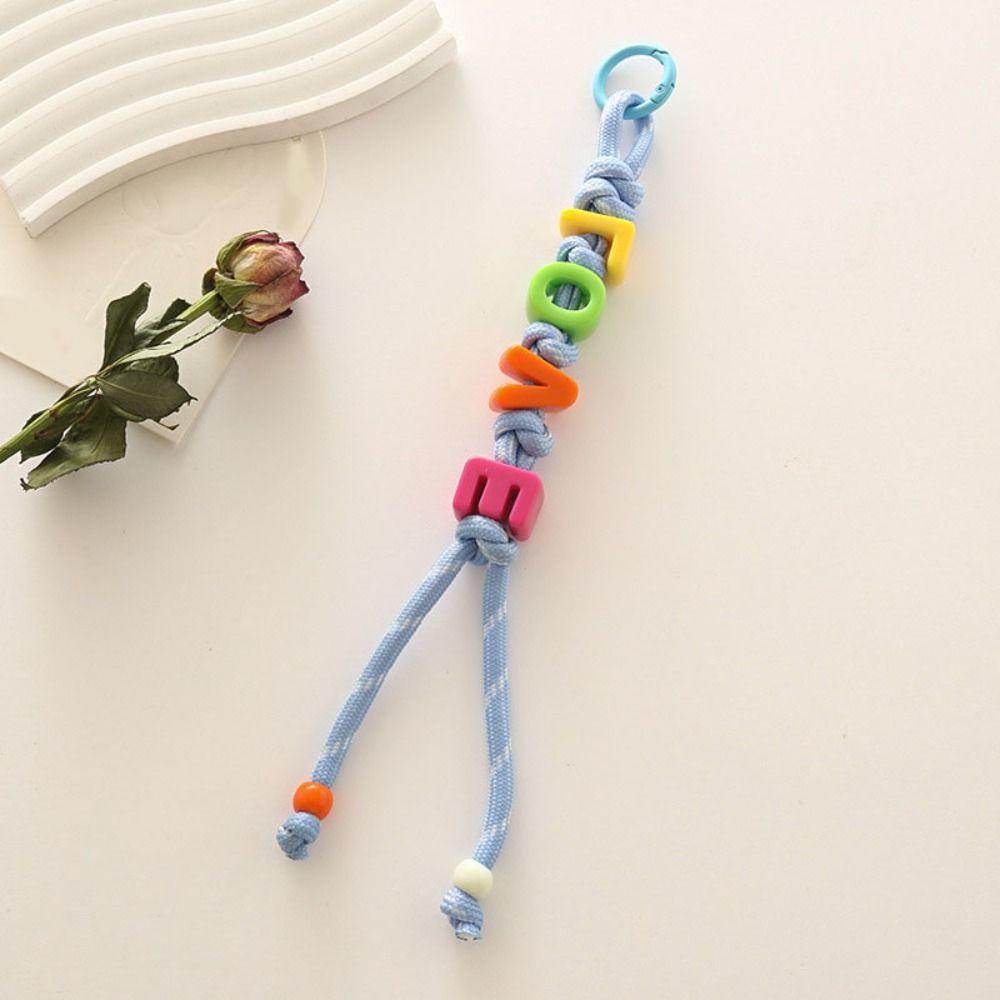 Anti-Lost Mobile Phone Lanyard Colorful Beaded Tassel Pendant Cute Acrylic Beads Keychain Gift
