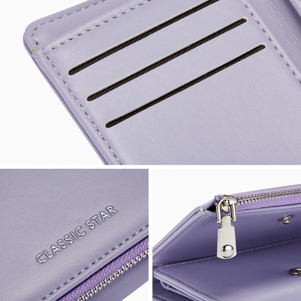 Однотонный кошелек для монет из искусственной кожи, женские кошельки, портативные короткие кошельки для студентов